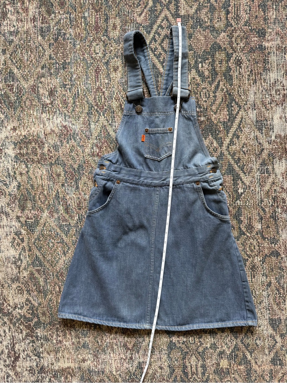 Vintage Levi’s orange tab denim overalls dress girls size 10-12